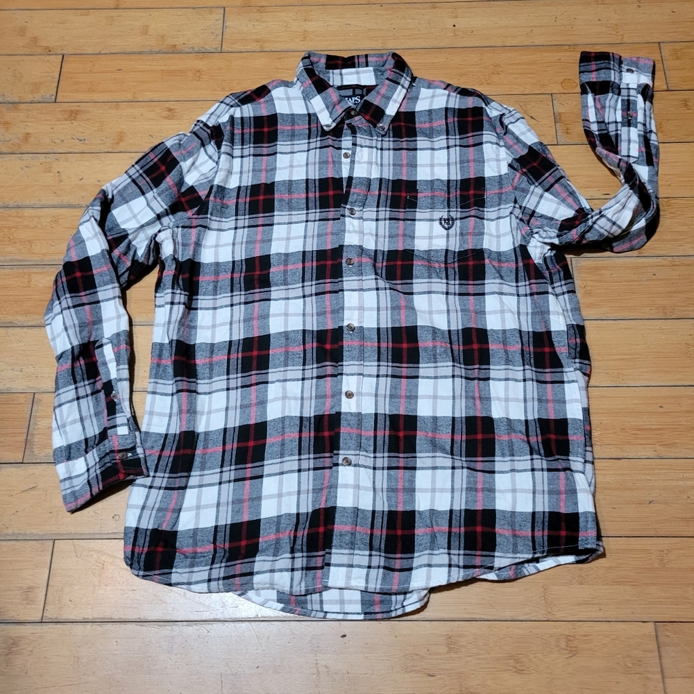 Chaps Performance 100% Cotton Flannel Plaid Shirt Men's XL